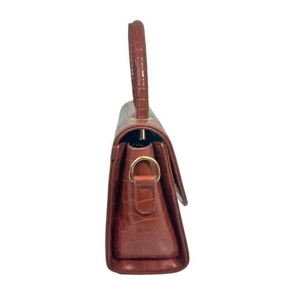 Chic Crocodile Pattern Mini Bag in Rich Brown - Picture 3 of 10